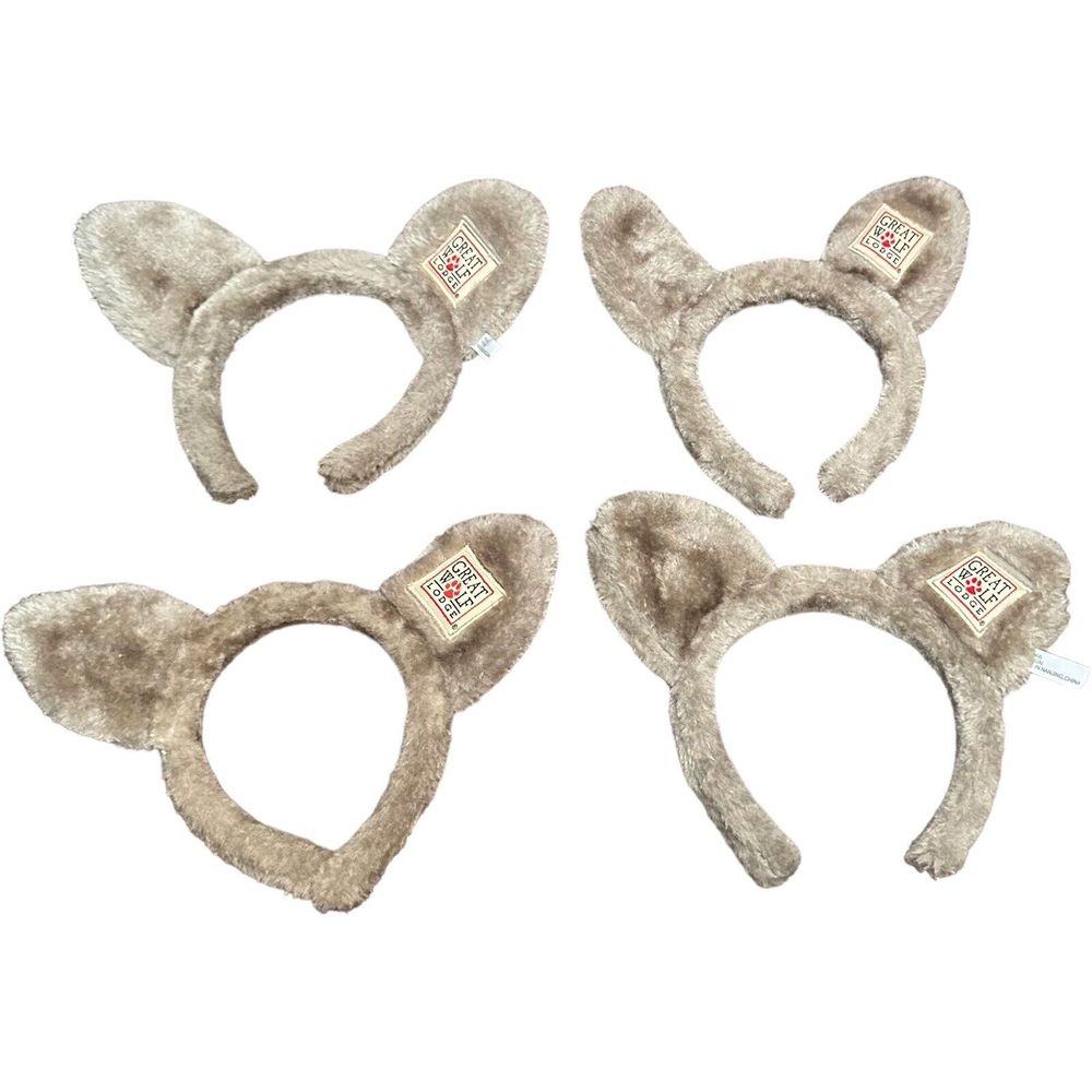 Lot of 4 Great Wolf Lodge Gray Wolf Ears Souvenir Headband Kid Family Costume